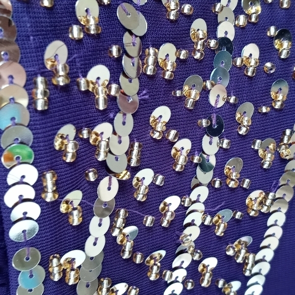 Blondie Nites Purple Maxi Dress with Gold Accents - Picture 10 of 11